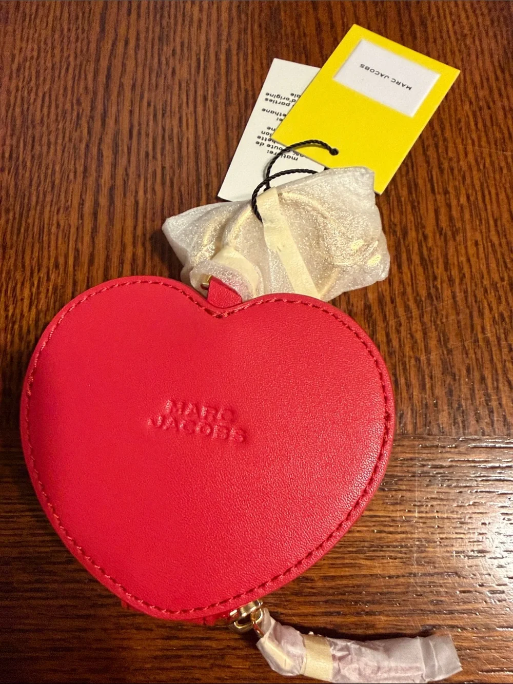 Marc Jacobs Red Heart Keyring Coin Pouch with Gold Hardware